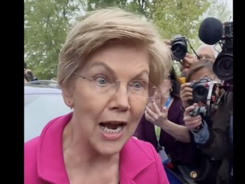 Sen. Elizabeth Warren, D-Mass., reacts to the news that the Supreme Court is prepared to overturn Roe v. Wade. (Video screenshot)