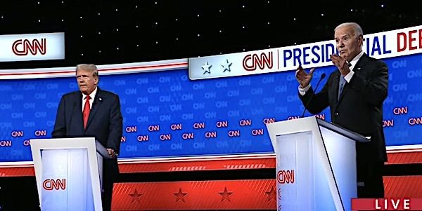 Donald Trump and Joe Biden in the first presidential debate in Atlanta, Georgia, on Thursday, June 27, 2024.