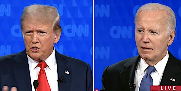 Donald Trump and Joe Biden in the first presidential debate in Atlanta, Georgia, on Thursday, June 27, 2024.