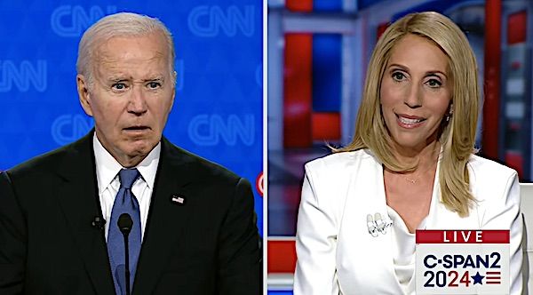 Joe Biden and CNN's Dana Bash at the first presidential debate in Atlanta, Georgia, on Thursday, June 27, 2024.