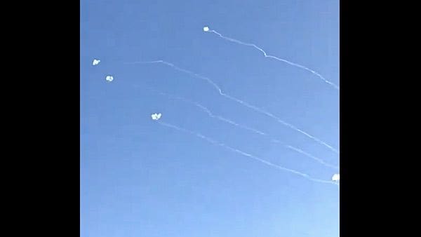 Hezbollah missiles fired from Lebanon into Israel on Tuesday, March 12, 2024 (Video screenshot)