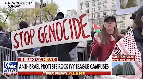Anti-Israel protests at Columbia University on Sunday, April 21, 2024 (Video screenshot)