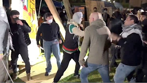 Violence erupts at UCLA amid anti-Israel protests on Tuesday, April 30, 2024. (Video screenshot)