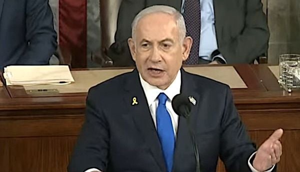 Israel Prime Minister Benjamin Netanyahu addresses the U.S. Congress on Wednesday, July 24, 2024 (Video screenshot)