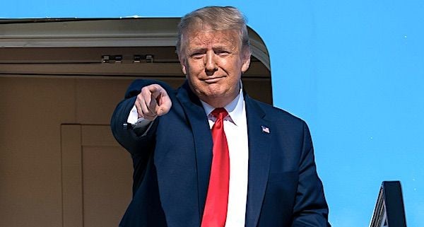 President Donald J. Trump disembarks Air Force One on his arrival Saturday, June 20, 2020, to Tulsa International Airport in Tulsa, Oklahoma. (Official White House photo by Tia Dufour)