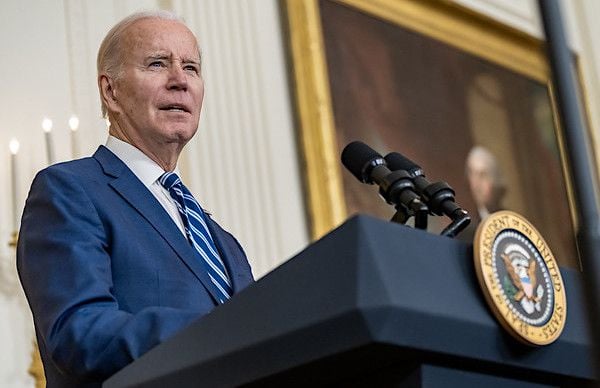 Joe Biden delivers remarks at a Black History Month reception, Monday, Feb, 27, 2023, in the East Room of the White House. (Official White House photo by Adam Schultz)
