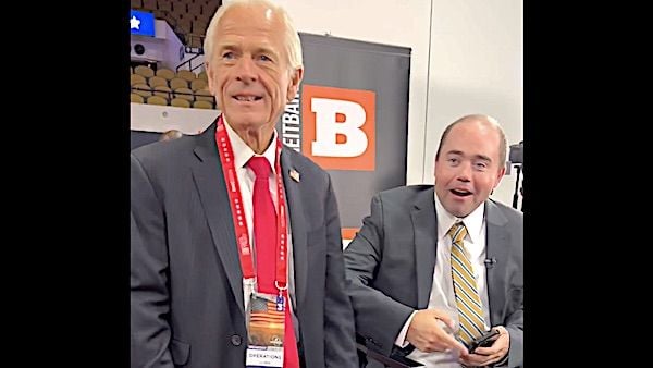 Peter Navarro arrives at the Republican National Convention inMilwaukee on Wednesday, July 17, 2024, just hours after his release from prison. (Video screenshot)