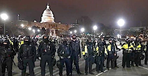 The National Guard and Capitol Police respond to riots at the U.S. Capitol on Wednesday, Jan. 6, 2021. (Video screenshot)