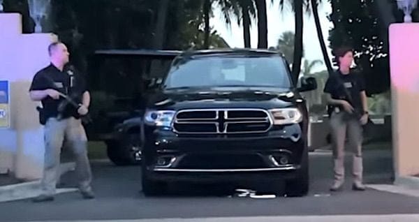 Armed FBI agents conduct a search of Donald Trump's Mar-a-Lago estate in Palm Beach, Florida, on Monday evening, Aug. 8, 2022. (Video screenshot)