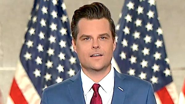 U.S. Rep. Matt Gaetz, R-Fla., speaks at the Republican National Convention on Monday, Aug. 24, 2020 (RNC video screenshot)