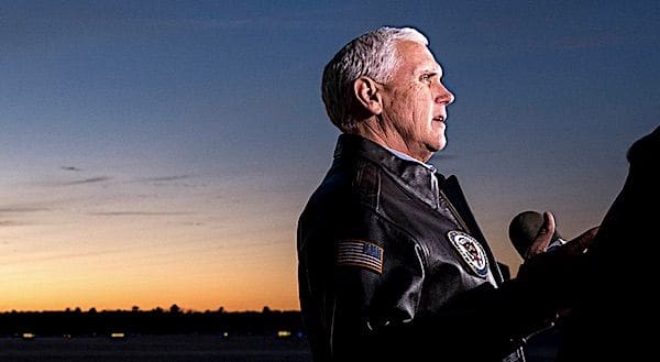 Vice President Mike Pence participates in local interviews with WAVY-TV/NBC Wednesday, Feb. 19, 2020, at Naval Station Oceana in Virginia Beach, Virginia. (Official White House photo by D. Myles Cullen)