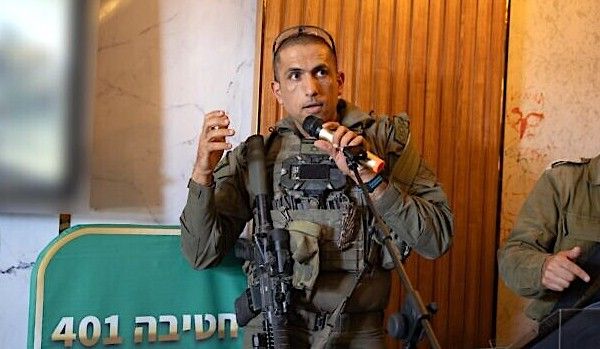 Col. Ehsan Daqsa, the head of the 401st Armored Brigade, is seen in Rafah on June 26, 2024. (IDF)