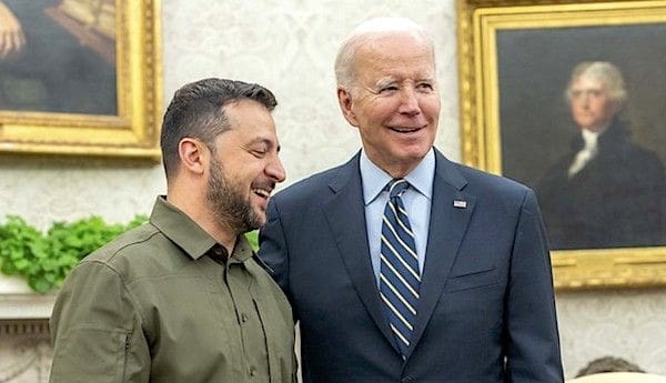 Joe Biden meets with Ukrainian President Volodymyr Zelenskyy, Thursday, Sept. 21, 2023, in the Oval Office. (Official White House photo by Adam Schultz)