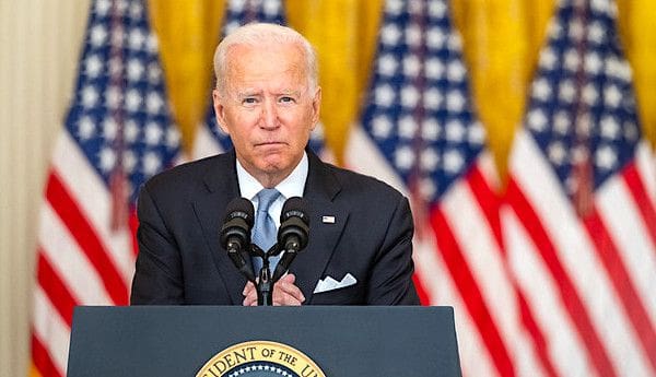 Joe Biden delivers remarks on the situation in Afghanistan, Monday, August 16, 2021 in the East Room of the White House. (Official White House photo by Adam Schultz)