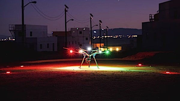 A team of Defense Department drone operators and experts test the technical capabilities of various uncrewed aerial systems during a Defense Innovation Unit prize challenge at Marine Corps Air Ground Combat Center, Twentynine Palms, California, Wednesday, Nov. 6, 2024. (Photo by Devon Bistarkey, Defense Innovation Unit)