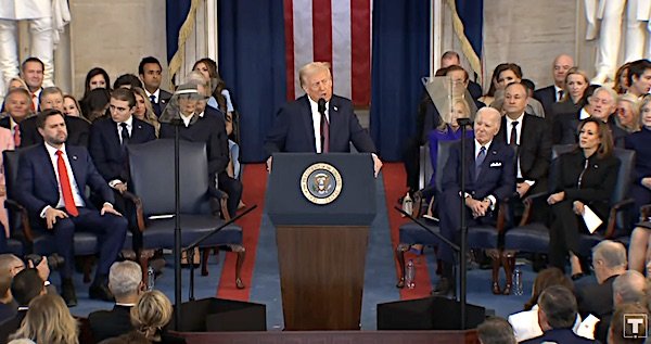 President Donald Trump delivers his second inaugural address on Monday, Jan. 20, 2025 (Video screenshot)