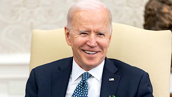 Joe Biden participates in a virtual bilateral meeting with Irish Prime Minister (Taoiseach) Micheál Martin Wednesday, March 17, 2021, in the Oval Office of the White House. (Official White House photo by Adam Schultz)