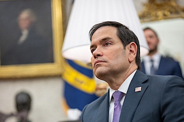 U.S. Secretary of State Marco Rubio joins President Donald Trump, King Abdullah II of Jordan and his son, Crown Prince Hussein bin Abdullah, Tuesday, Feb. 11, 2025, in the Cabinet Room of the White House. (Official White House photo by Daniel Torok)