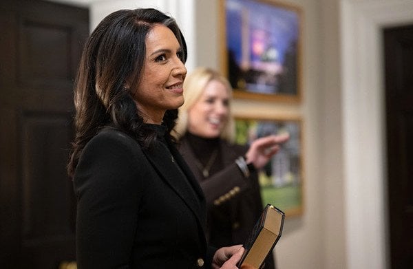 Tulsi Gabbard is sworn in as director of National Intelligence at the White House, Wednesday, Feb. 12, 2025. (Official White House photo by Molly Riley)