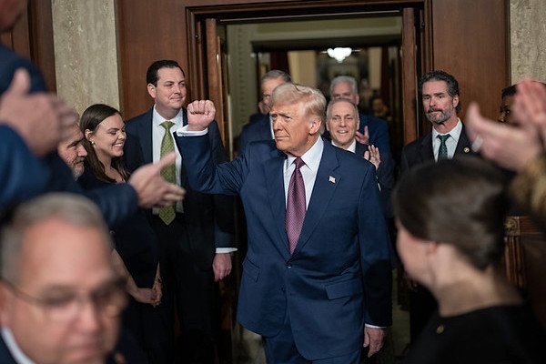 President Donald J. Trump enters the U.S. House of Representatives to address a Joint Session of Congress on Tuesday, March 4, 2025 (Official White House photo)