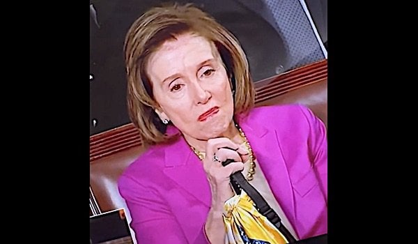 U.S. Rep. Nancy Pelosi, D-Calif., attends President Donald Trump's Joint Address to Congress, Tuesday, March 4, 2025 (Video screenshot)