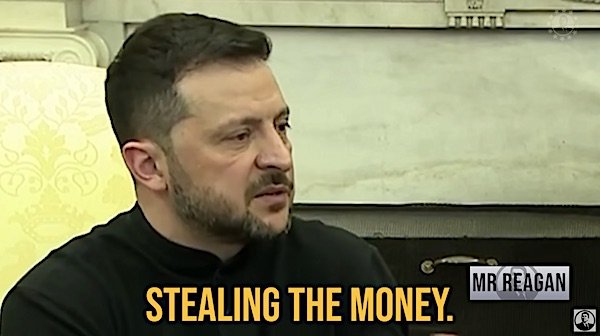 Ukrainian President Volodymyr Zelensky reveals who's been stealing U.S. dollars meant for Ukraine in a new parody video. (Video screenshot)