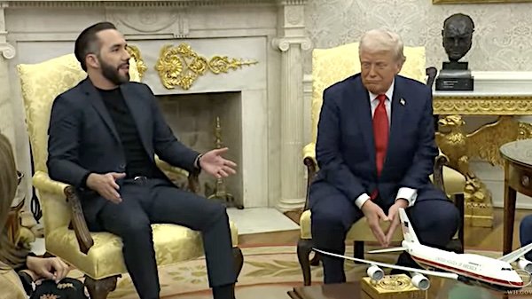 President Donald Trump meets with El Salvador President Nayib Bukele in the White House on Monday, April 14, 2025 (Video screenshot)