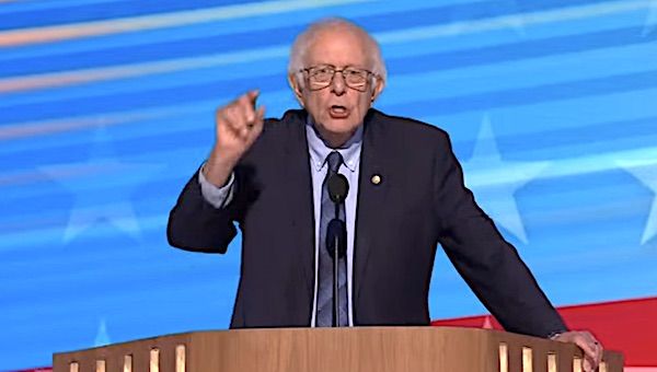Sen. Bernie Sanders, I-Vt., speaks on Night 2 of the Democratic National Convention in Chicago on Tuesday, Aug. 20, 2024. (Video screenshot)