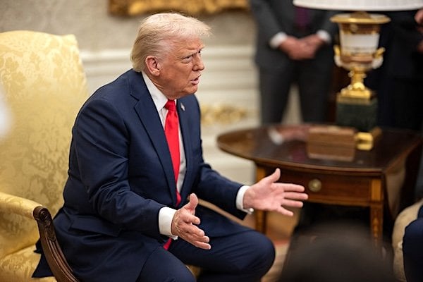 President Donald Trump in the Oval Office, Monday April 14, 2025 (Official White House photo)