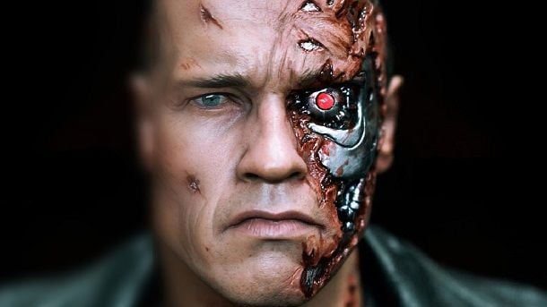Arnold Schwarzenegger as a robot with living tissue in 'The Terminator'