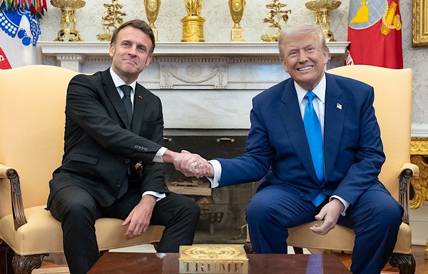 President Donald J. Trump holds a bilateral meeting with French President Emmanuel Macron, Monday, Feb. 24, 2025, in the Oval Office. (Official White House photo by Molly Riley)