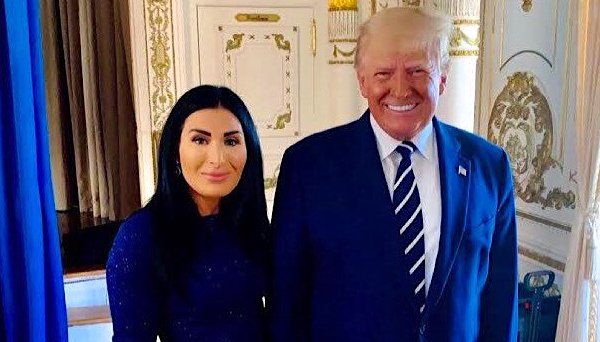 Laura Loomer with former President Donald Trump on Tuesday, April 20, 2021 at his Mar-a-Lago residence in Palm Beach, Florida. (Courtesy Laura Loomer)