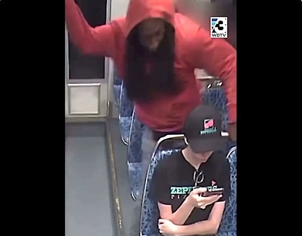 Iryna Zarutska unaware that she is about to be stabbed on a light rail train in Charlotte, North Carolina, on Friday, Aug. 22, 2025 (Video screenshot)
