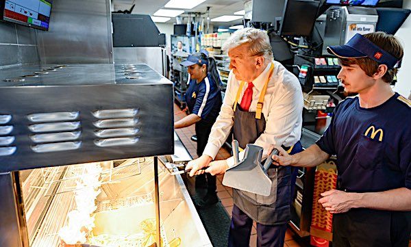Former President Donald Trump works a deep fryer at a Pennsylvania McDonald's on Sunday, Oct. 20, 2024 (Team Trump photo)