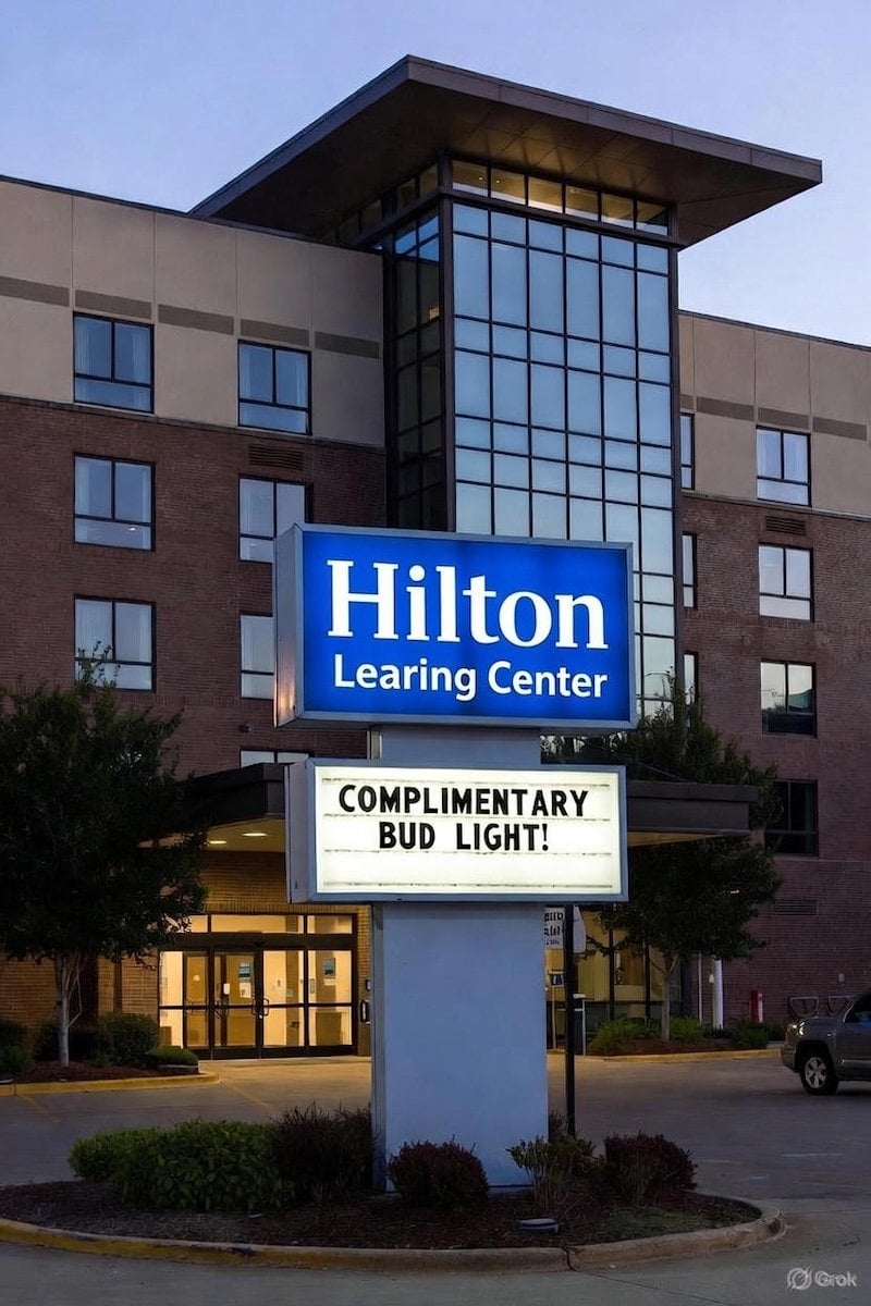 An artificial intelligence image on X mocks Hilton hotels on Jan. 5, 2026