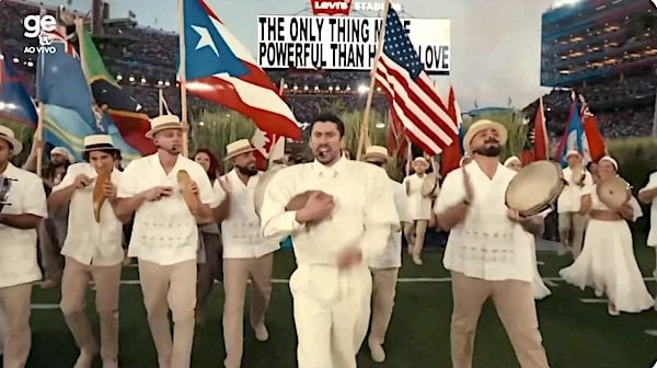 Bad Bunny performs during Super Bowl LX in Santa Clara, California, on Sunday, Feb. 8, 2026 (Video screenshot)