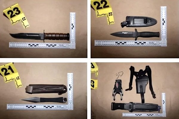 Weapons allegedly carried by Cole Allen (Courtesy U.S. Department of Justice)